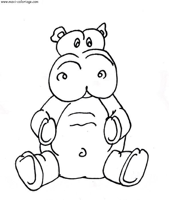 coloriage Hippopotames