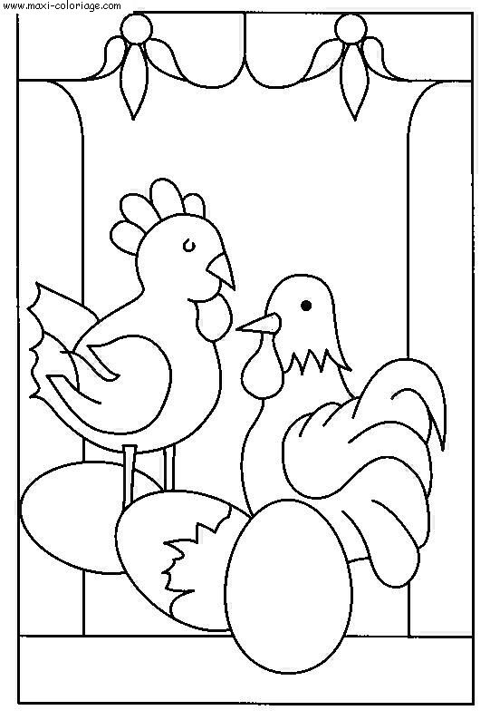 coloriage Poules