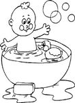 coloriage enfant Le bain