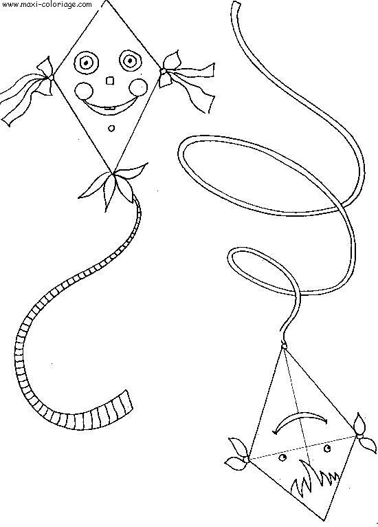 coloriage Cerfs Volants